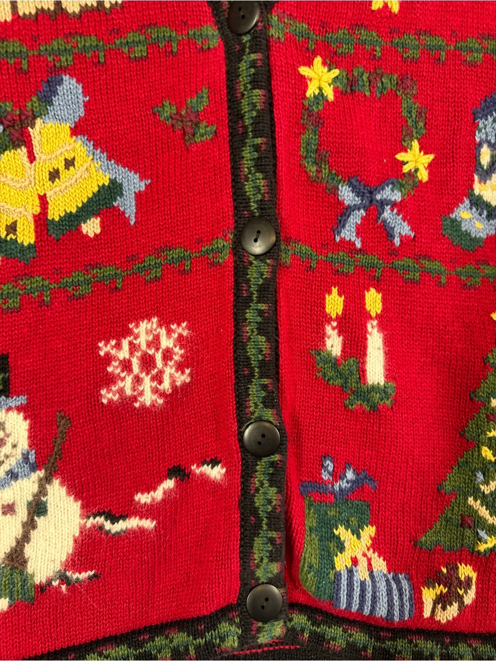 Vintage Cleo Christmas Sweater Vest Red Small Holiday Knit Ugly Christmas - Picture 3 of 14